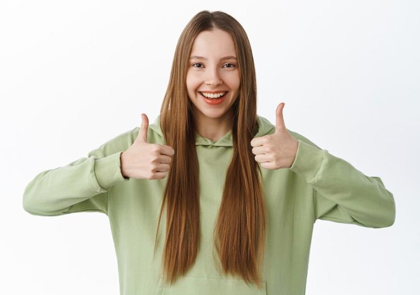"confident girl smiling"